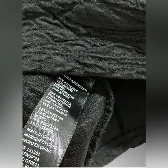 NWT GOOD AMERICAN SZ M Black Textured Square Neck Crop Top Goth Festival $129 - Picture 8 of 12